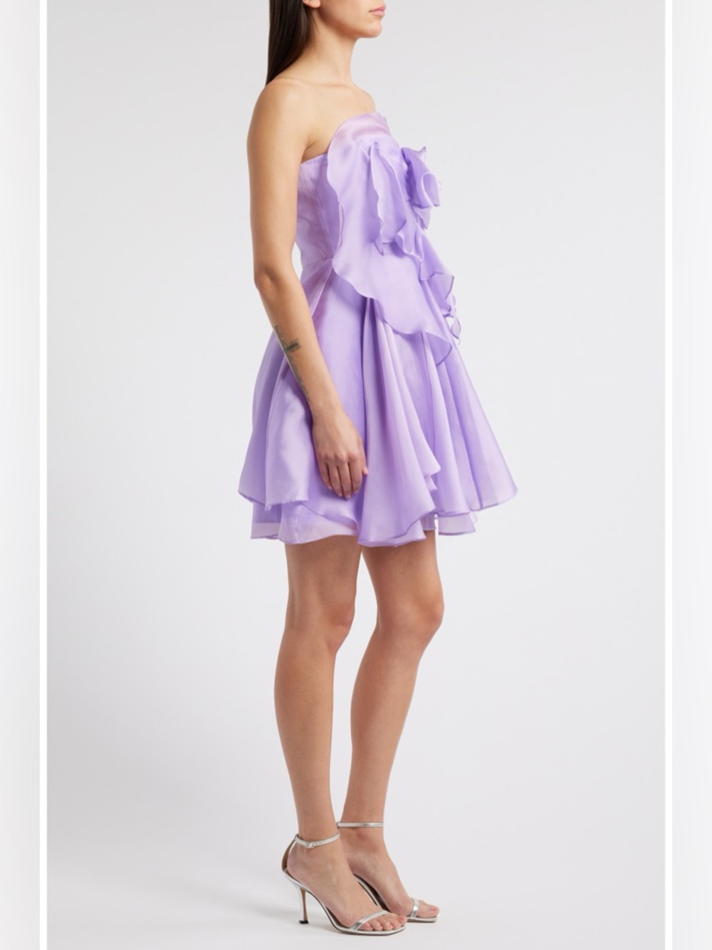 Sonya Moda Rosa Strapless Silk Organza cocktail Dress - Picture 4 of 15